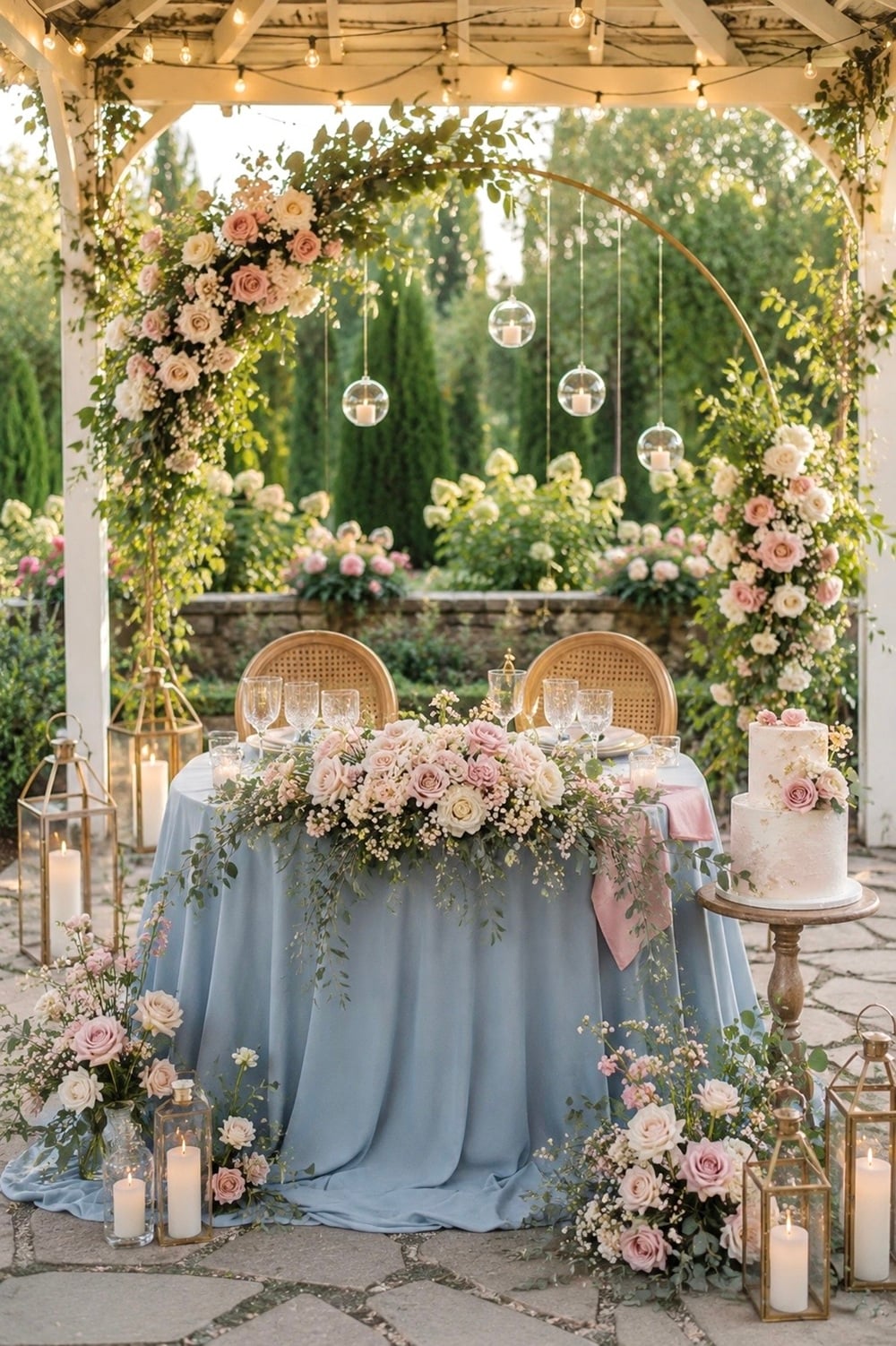 Transform your wedding into a fairytale with enchanting garden themed sweetheart tables. Embrace the magic of nature by incorporating lush greenery, delicate blooms, and vintage accents. Imagine a table adorned with cascading florals, rustic wood elements, and romantic candlelight. This charming setup is perfect for couples seeking an intimate, nature-inspired celebration. Garden wedding decor, romantic sweetheart table ideas, outdoor wedding inspiration, and floral wedding table settings. Create unforgettable memories in a whimsical, natural setting!