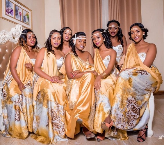 Rwandese Traditional Bridesmaid Dress! The bridesmaids wear outfits known as omushana. 