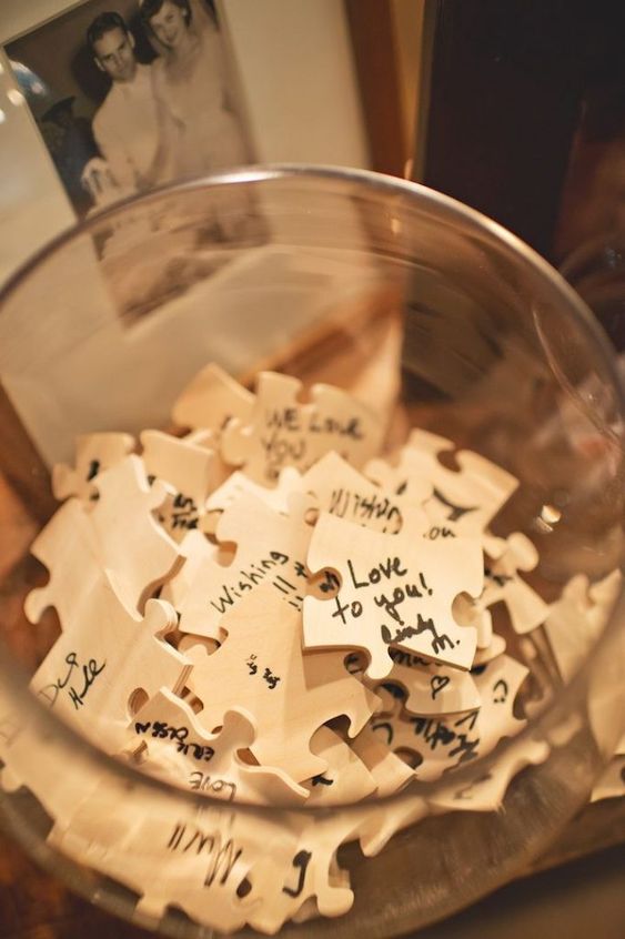 Wedding Guest Book Guestbook Custom Puzzle Jigsaw Rustic Guest! Sign our puzzle guest book!