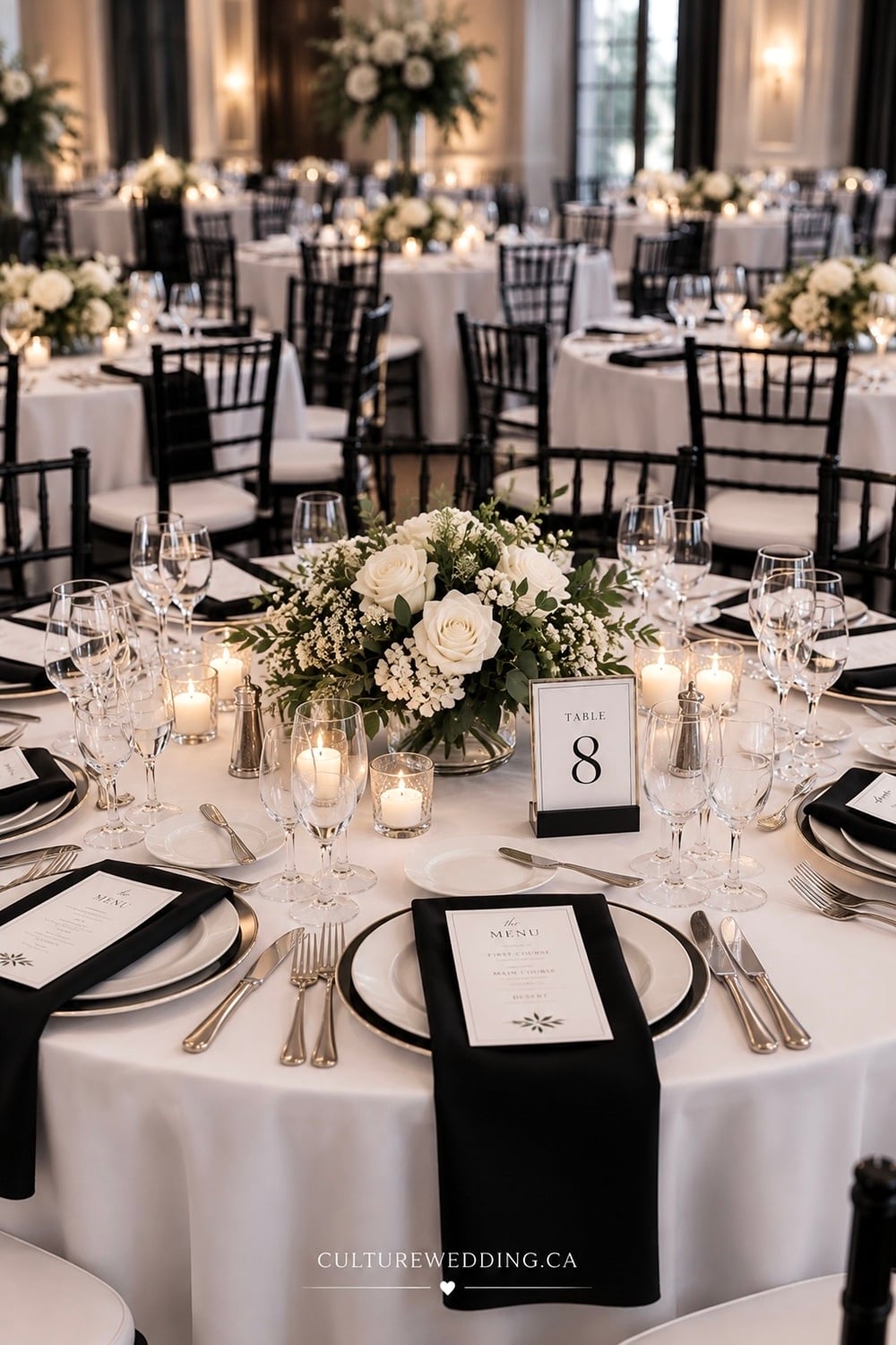 Discover elegant black and white wedding reception ideas for a timeless, sophisticated celebration! Get inspired by black and white wedding decor, modern wedding themes, elegant wedding decorations, black and white wedding centerpieces, table settings, wedding reception decorations, floral arrangements, romantic wedding lighting, and chic sweetheart table ideas. From minimalist and modern to glamorous and luxury wedding styles, these black and white wedding ideas are perfect for brides planning a stylish, unforgettable wedding. Save for wedding inspiration, reception decor, and your dream wedding!