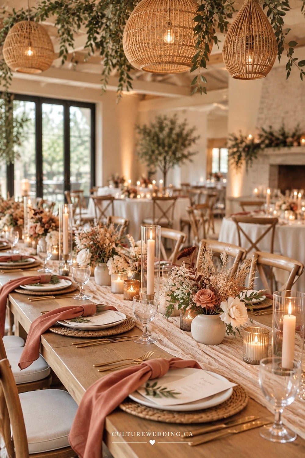 Looking for boho wedding reception ideas? Discover dreamy boho wedding ideas, bohemian wedding decor, and rustic wedding inspiration for a beautiful, relaxed celebration. Explore boho wedding reception decorations, wedding table decor, boho wedding centerpieces, pampas grass wedding decor, dried flower arrangements, earthy wedding color palettes, macrame wedding decor, candlelight, outdoor wedding ideas, and romantic reception styling. Perfect for a boho chic wedding, rustic boho wedding, or modern bohemian wedding. Save these wedding decor ideas and Pinterest wedding inspiration for your dream wedding!