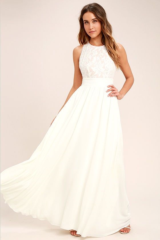 FOREVER AND ALWAYS WHITE LACE MAXI DRESS