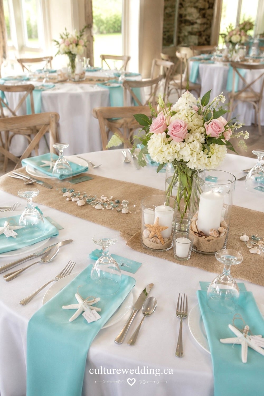 Transform your beach wedding into a magical seaside celebration with stunning centrepieces that capture the essence of the ocean. Picture elegant driftwood adorned with seashells and starfish, bathed in soft candlelight for a romantic ambiance. Incorporate tropical flowers like orchids and lilies to enhance the coastal theme. These centrepieces are perfect for adding a touch of elegance and charm to your beach wedding decor. Click here for more: beach wedding centrepieces, seaside decor, tropical flowers, coastal wedding ideas. Pin this for your dream wedding inspiration!