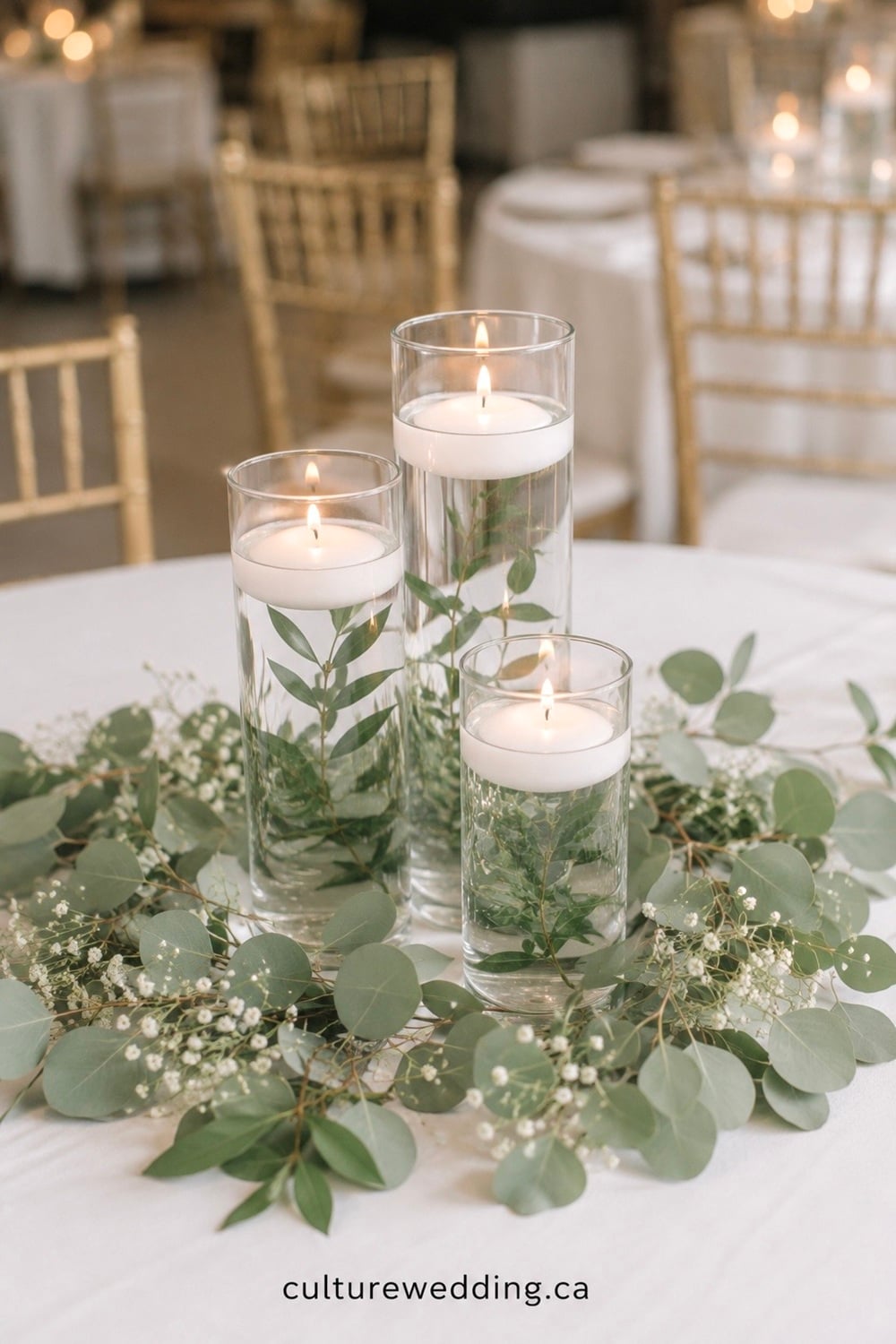 DIY Floating candle Wedding centrepieces