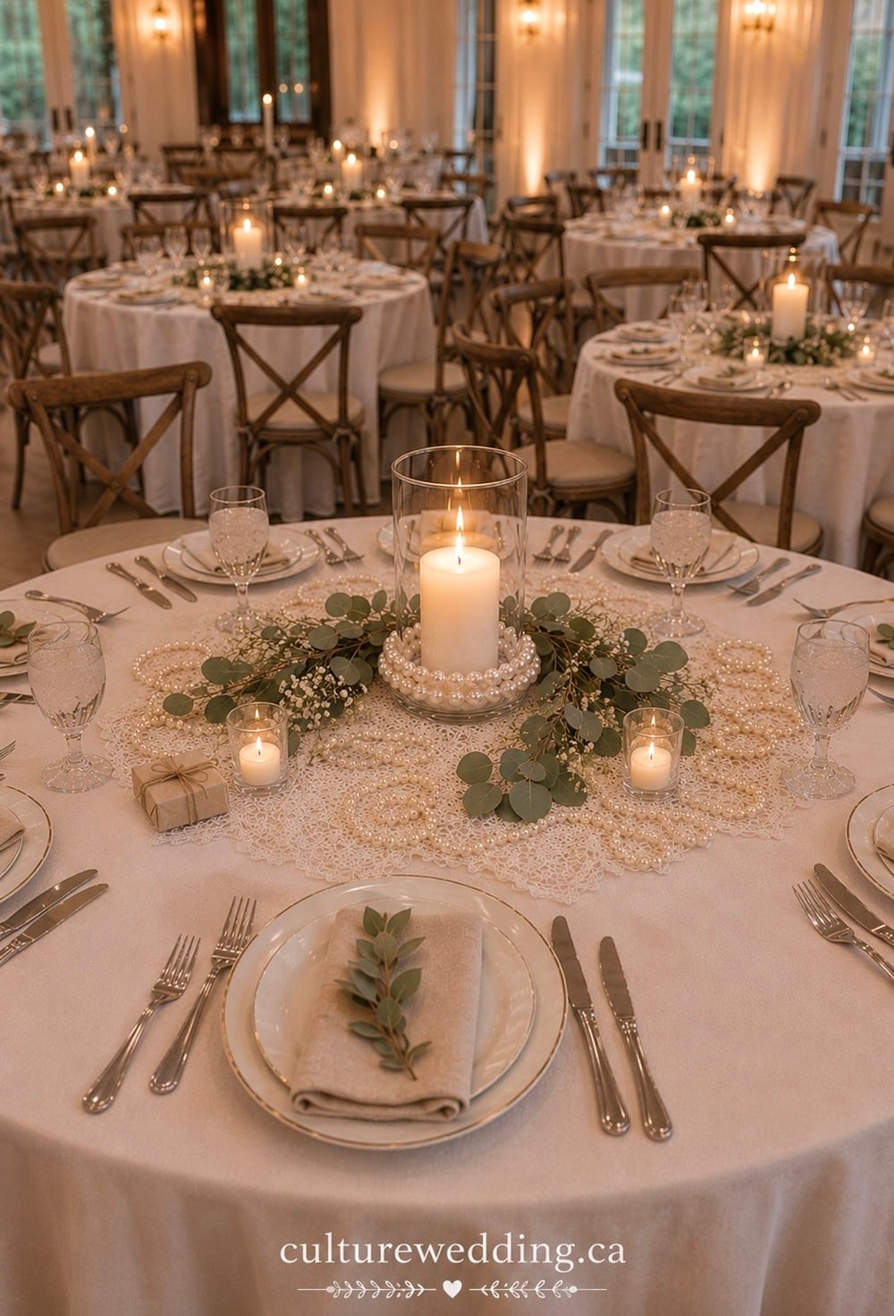 Discover the elegance of Candle and Pearl Centrepieces that transform any table setting into a breathtaking display. Perfect for weddings, anniversaries, or intimate dinners, these centrepieces combine the warm glow of candles with the timeless beauty of pearls. Add a touch of sophistication to your decor with this classic-yet-modern trend. Ideal for those seeking DIY wedding inspiration or romantic home decor ideas. Save this pin for stunning centrepiece ideas that will captivate and charm your guests. #WeddingDecor #DIYCenterpieces #ElegantDecor #PearlAndCandleMagic