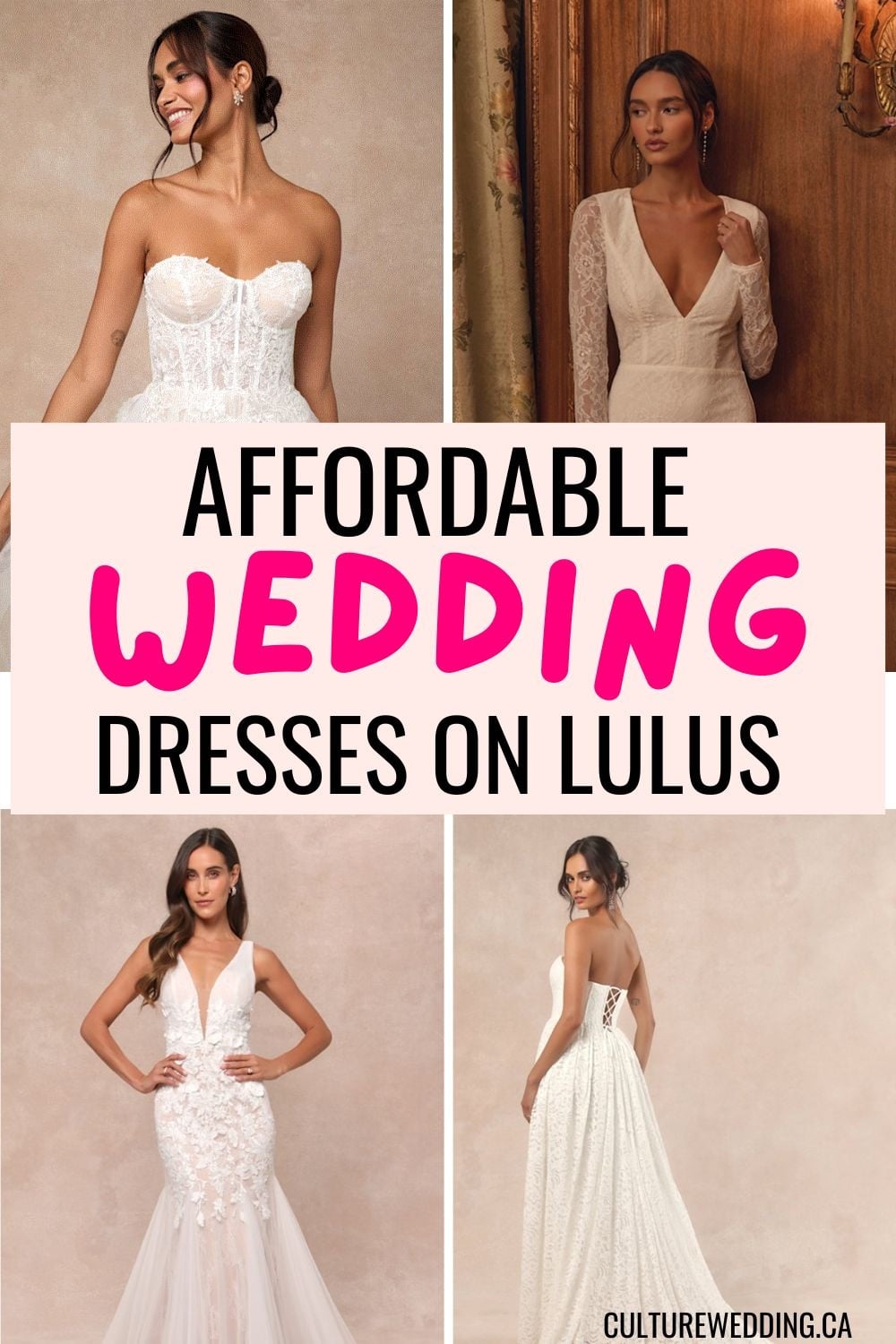 Find stunning wedding dresses from Lulus that blend elegance with affordability! Perfect for brides on a budget, these gowns feature exquisite designs, from romantic lace to sleek satin, ensuring you look and feel your best on your big day. Embrace timeless beauty with dresses that cater to every style and silhouette, all while keeping your wallet happy. Say "yes" to an unforgettable look without the splurge. Check out our curated list and find the dress of your dreams today! They are some of the best lulus wedding dresses.