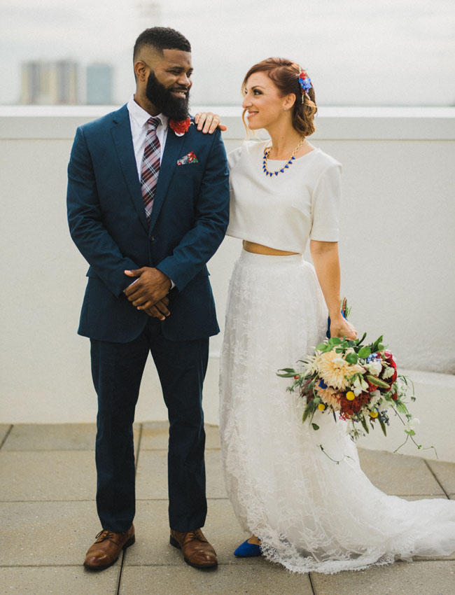 Here is how to get married in court in style. This stylish couple knows how to plan a great wedding for two!