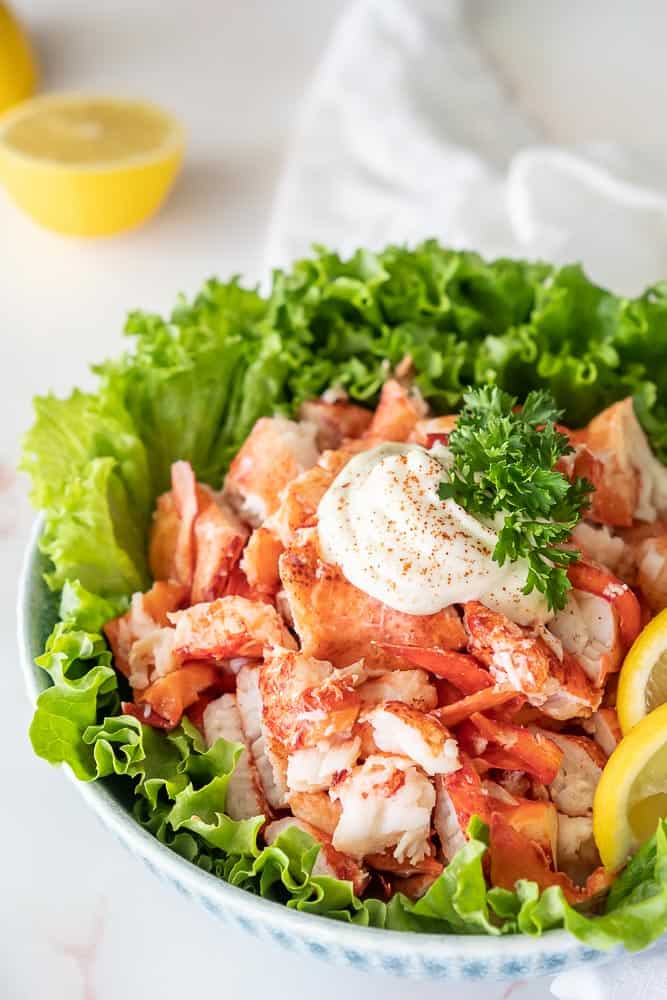 The best Keto Lobster Roll Salad Recipe! All the New England flavors of a delicious lobster roll, made into a Keto Lobster Roll Salad. Eat it straight out of the bowl or fill lettuce boats, no matter which way you choose, you'll be obsessed with this delicious lobster recipe!