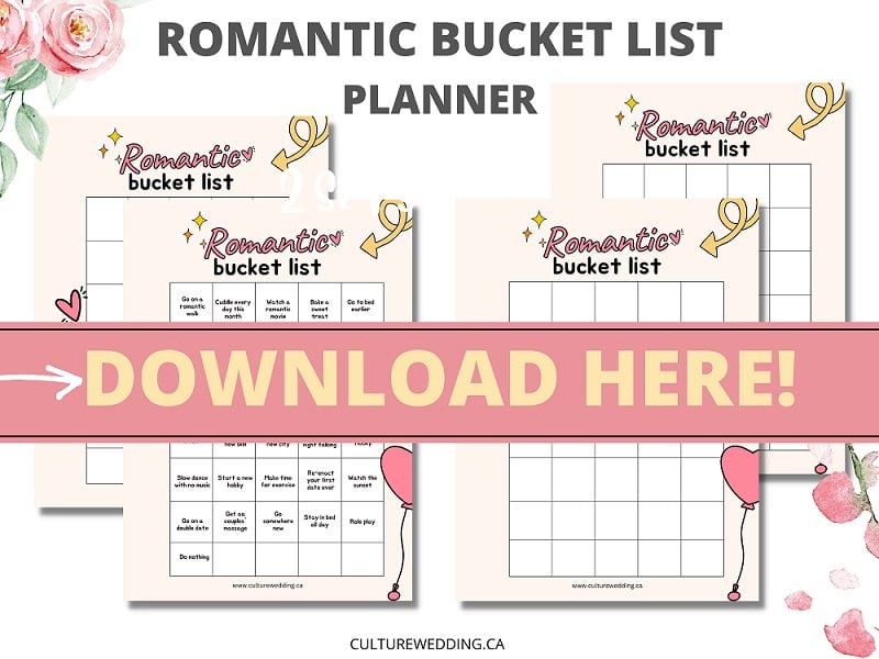 Romantic Bucket List for couple planner! Grab these bucket list printables to create your own bucket list for your significant other!