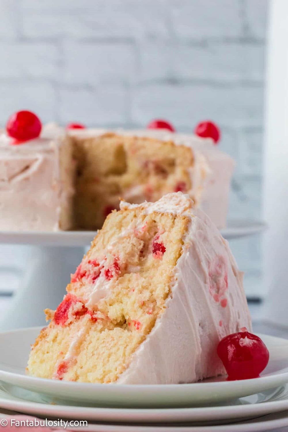 This Homemade Pink Cherry Chip Cake is the perfect pink bridal share cake for those hosting a pink bridal shower theme!