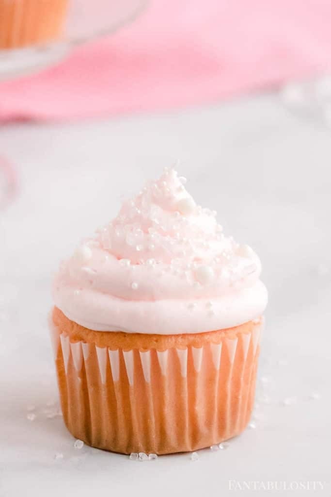 These Pink Champagne Cupcakes are perfect for those planning a pink bridal shower theme! They are also the perfect cupcakes for valentine's day.