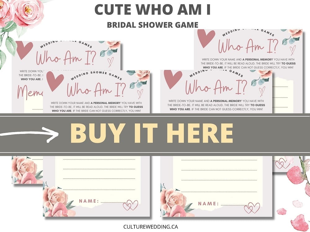 Simple who Am I Bridal Shower Game! Grab this Simple who Am I Bridal Shower Game printable today! Let the bride-to-be guess which person wrote down which memory!