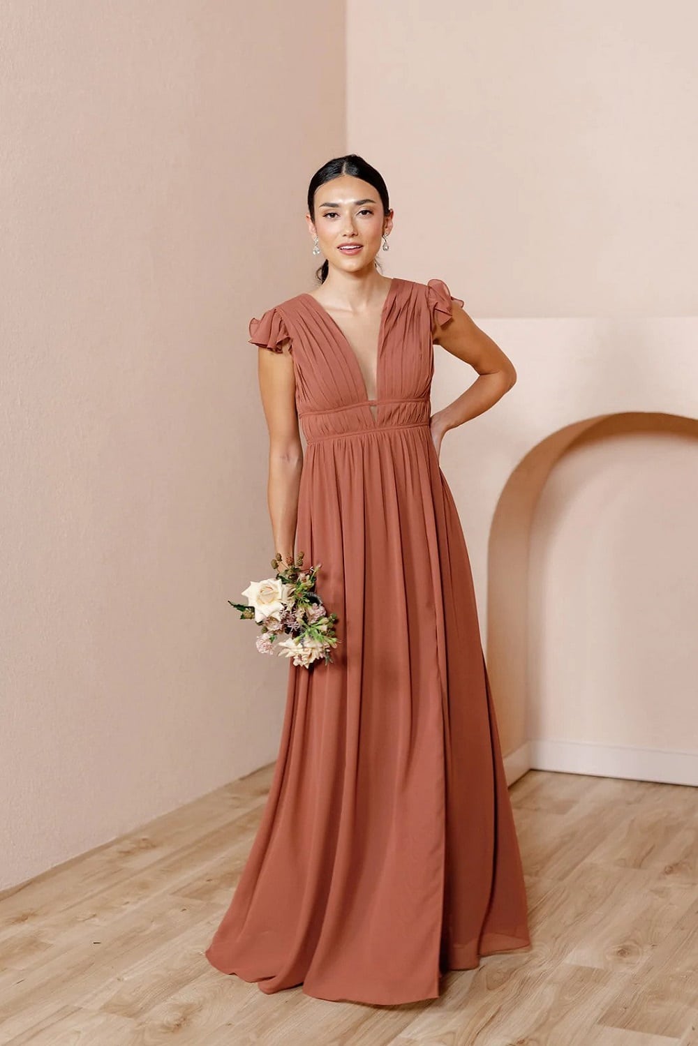 Cora Chiffon Dress! Looking for pink bridesmaid dress? Check out these dresses in different shades of pink!