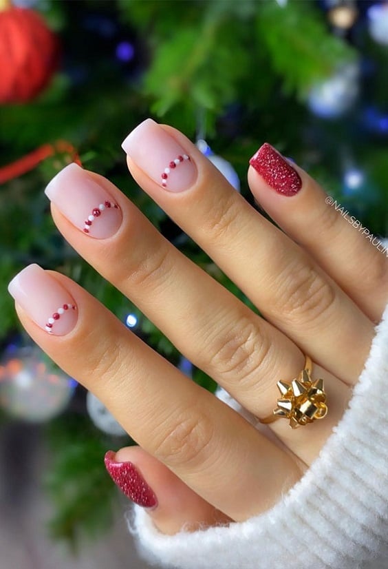 Pretty festive nails for winter brides. Cute short winter nail ideas! Brides wedding day nails for winter! Gorgeous Winter Nail Ideas for the Holiday Season! Are you searching gorgeous winter nail ideas? see these winter nail designs that are perfect for the holidays! This post is all about winter nails! While it's super cold and dreary outside, these nail designs will bring a little warmth (and color!) back into your life! We have included 45 Gorgeous Ideas for Winter Nails That You’ll Love. Nail inspiration for winter weddings