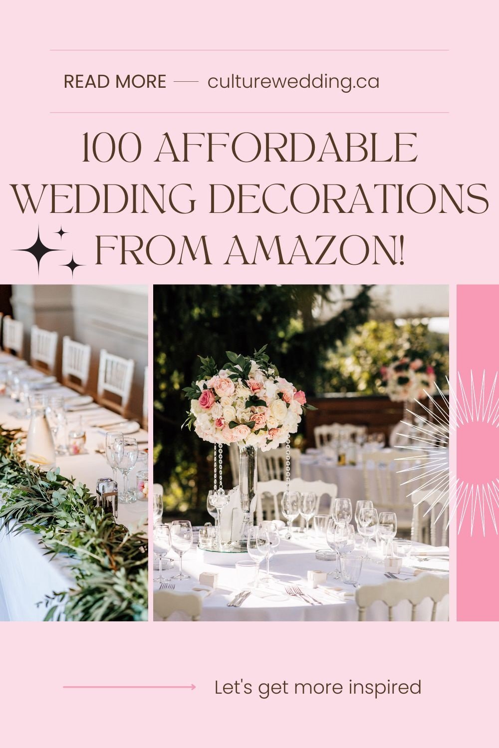 100 Affordable wedding decorations on Amazon worth purchasing for your big day! Check Amazon for all your wedding decorations and stuff.