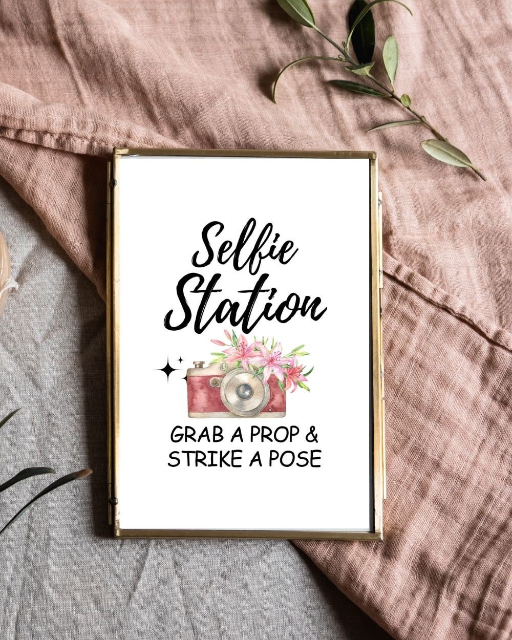 If you are looking for a cute bachelorette printable sign, this cute Selfie Station Sign bachelorette party signage is perfect for your girl's night out festive.