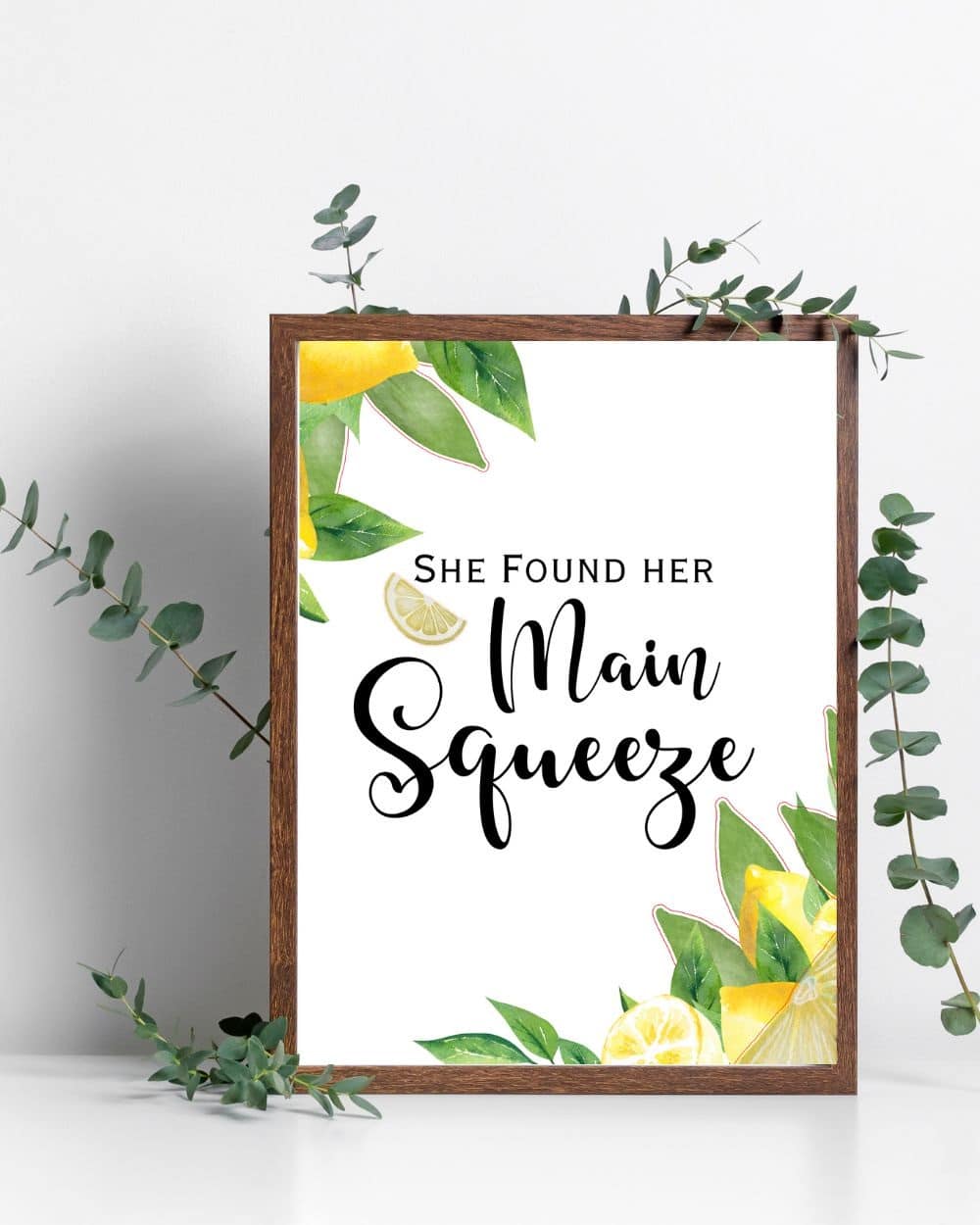 If you are looking for a cute bachelorette printable sign, this cute She Found Her Main Squeeze Sign bachelorette party signage is perfect for your girl's night out festive.