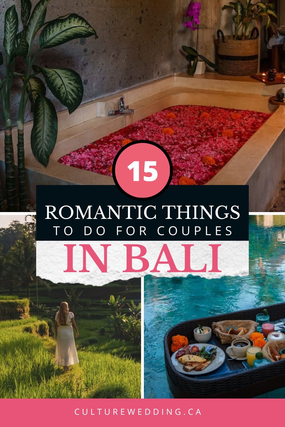 "Discover the enchanting island of Bali with your significant other and immerse yourselves in the most romantic experiences it has to offer. From long walks on the pristine beaches to indulgent couples' spa treatments, Bali offers endless opportunities for romance. Explore the island's stunning landscapes and hidden gems, take a sunset cruise, or enjoy a candlelit dinner under the stars. Let Bali be the backdrop for your next romantic getaway and create unforgettable memories with your loved one. Find more inspiration for romantic things to do in Bali for couples on the blog.