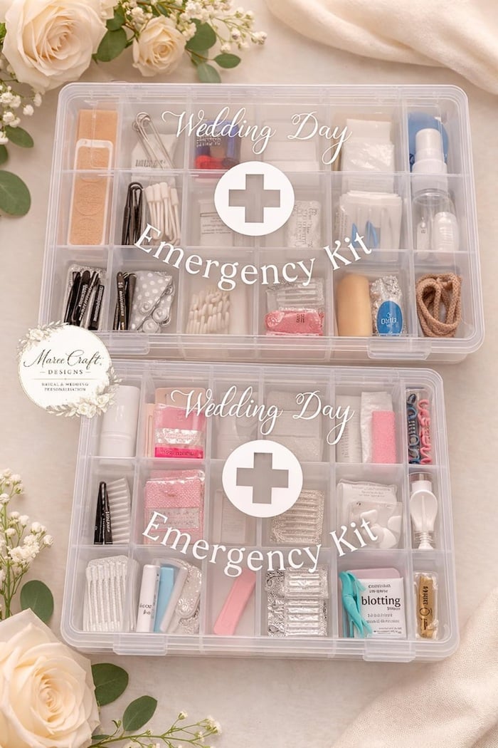 Wedding day emergency organizer for your wedding day. Check out this cute wedding day emergency tips for brides. This wedding day emergency is for you.