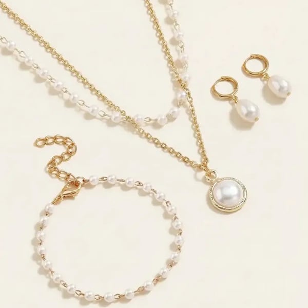 Elevate your wedding's elegance with the timeless charm of the Bleeker Pearl Bridesmaid Jewelry Set. This stunning collection features lustrous pearls paired with delicate gold accents, creating a classic yet contemporary look that complements any bridesmaid dress. Perfect for your bridesmaids and maid of honor, these pieces add a touch of sophistication that they'll cherish long after the big day. Each set includes a necklace, bracelet, and earrings, offering a cohesive ensemble that makes a heartfelt gift of appreciation. With the Bleeker Pearl set, you're giving more than just jewelry—you're gifting a beautiful memory that symbolizes the love and gratitude you feel for your bridal party. Choose elegance, choose the Bleeker Pearl set!