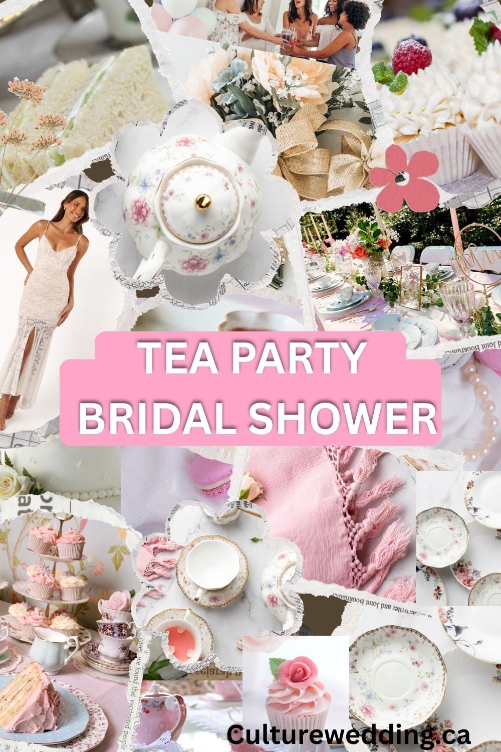 Step into a world of elegance and charm with a Bridal Shower Tea Party theme! Perfect for spring, this enchanting gathering captures the essence of sophistication and nostalgia. Decorate with delicate china, vintage teapots, and pastel floral arrangements. Invite guests to don their finest tea dresses and fascinators for an afternoon filled with grace and laughter. Serve a delectable spread of finger sandwiches, scones with clotted cream, and assorted sweet treats, accompanied by a selection of fragrant teas. Create a picturesque setting with lace tablecloths and whimsical garden accents. This tea party theme offers a delightful atmosphere, celebrating the bride-to-be with timeless elegance and cherished memories.