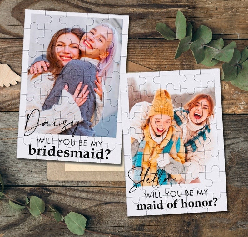 Looking for a unique and heartfelt way to ask your friends to be your bridesmaids? Consider a charming bridesmaid puzzle proposal! This creative idea involves sending your friends a personalized puzzle that, once assembled, reveals the special question: "Will you be my bridesmaid?" It's a fun and interactive method that adds an element of surprise and excitement. Choose a design that reflects your wedding theme or personal style, and customize it with your message. Perfect for long-distance friends or in-person gatherings, this thoughtful gesture is sure to leave a lasting impression and make your proposal truly unforgettable. #BridesmaidProposal #CreativeAsking #WeddingIdeas
