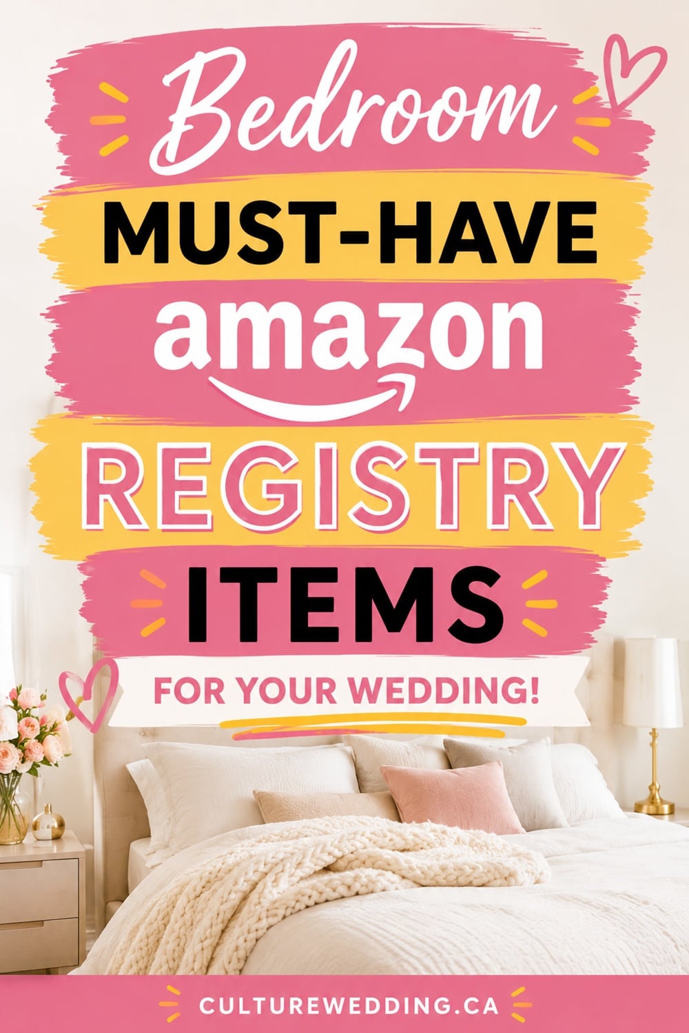 Create a cozy and stylish start to married life with these must-have bedroom items for your wedding registry. From luxury bedding sets, soft duvet covers, and plush pillows to mattress toppers, throw blankets, and elegant nightstands, these essentials turn your bedroom into a romantic retreat. Perfect for newlyweds building their first home together, these wedding registry bedroom ideas blend comfort, function, and timeless style. Discover gift-worthy pieces that elevate everyday living and make your space feel like a dreamy sanctuary. Includes Amazon registry ideas, home essentials, and bridal checklist inspiration.