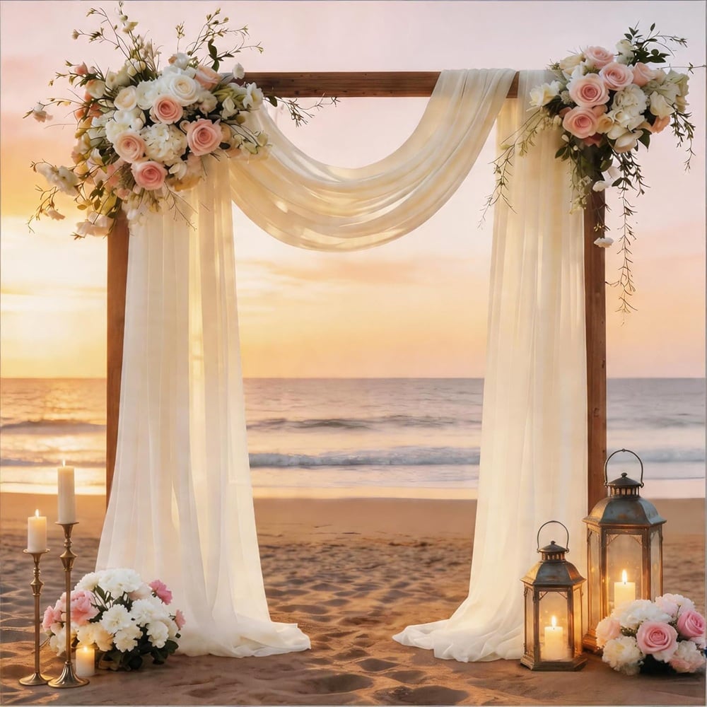 Transform your wedding into an elegant affair with our ivory wedding ceremony decorations. Perfect for creating a timeless and sophisticated ambiance, these decorations feature a harmonious blend of classic and modern styles. Imagine walking down an aisle adorned with delicate ivory drapery, lush floral arrangements, and soft candlelight, setting the stage for a dreamy celebration. Whether you're planning a garden ceremony or a grand ballroom event, these ivory accents add a touch of romance and grace to your special day. Elevate your wedding decor with these stunning ivory accents that promise to captivate and inspire.
