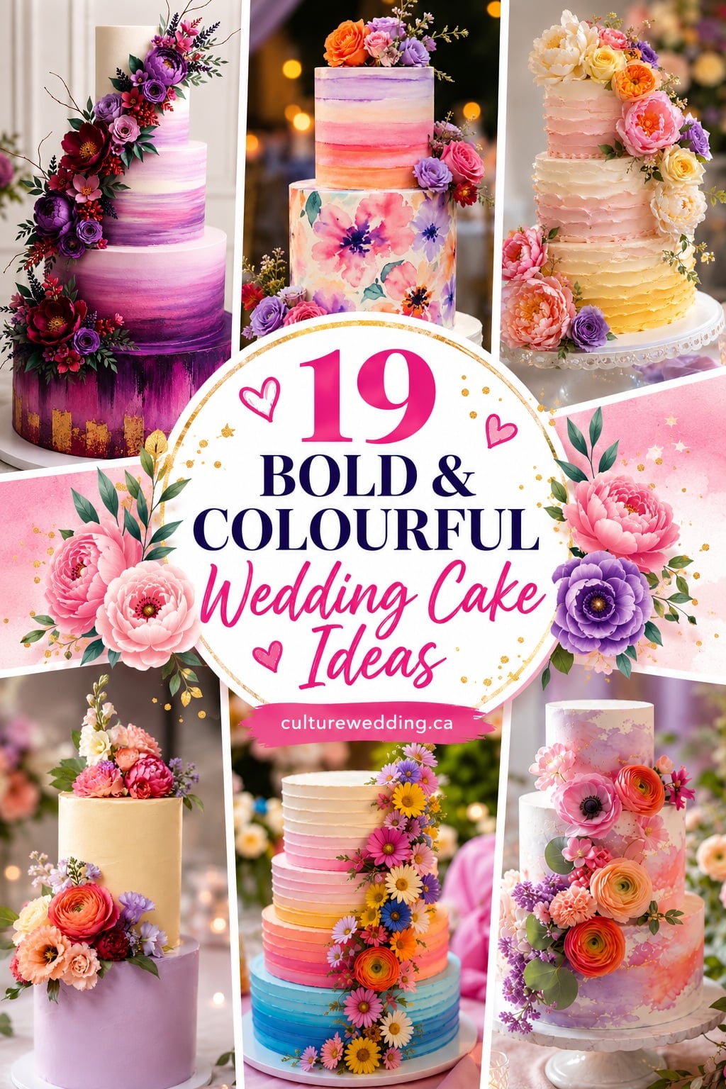 Looking for bold wedding cake ideas that make a statement? From vibrant floral wedding cakes and colorful buttercream designs to modern painted cakes, black wedding cakes, metallic accents, and unique tiered creations, these stunning cakes are perfect for couples who love dramatic wedding decor. Discover luxury wedding cakes, contemporary cake designs, maximalist wedding inspiration, and show-stopping desserts that will wow your guests. Save these bold wedding cake trends for your wedding planning inspiration board!
