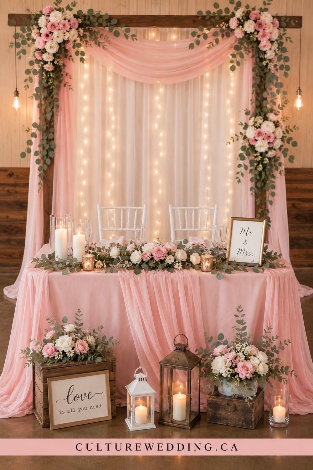 Deciding between a sweetheart table and a head table? Here's what to consider! A sweetheart table offers a romantic, intimate setting for the newlyweds, perfect for enjoying personal moments during the celebration. Adorn it with lush florals and elegant candles for a dreamy vibe. On the other hand, a head table is ideal for those who want to celebrate with their bridal party, fostering a communal and inclusive atmosphere. It’s perfect for large gatherings and creating a sense of togetherness. Whether you choose a sweetheart or head table, both options can beautifully complement your wedding theme. Wedding table ideas, wedding reception seating, romantic wedding decor, bridal party table.