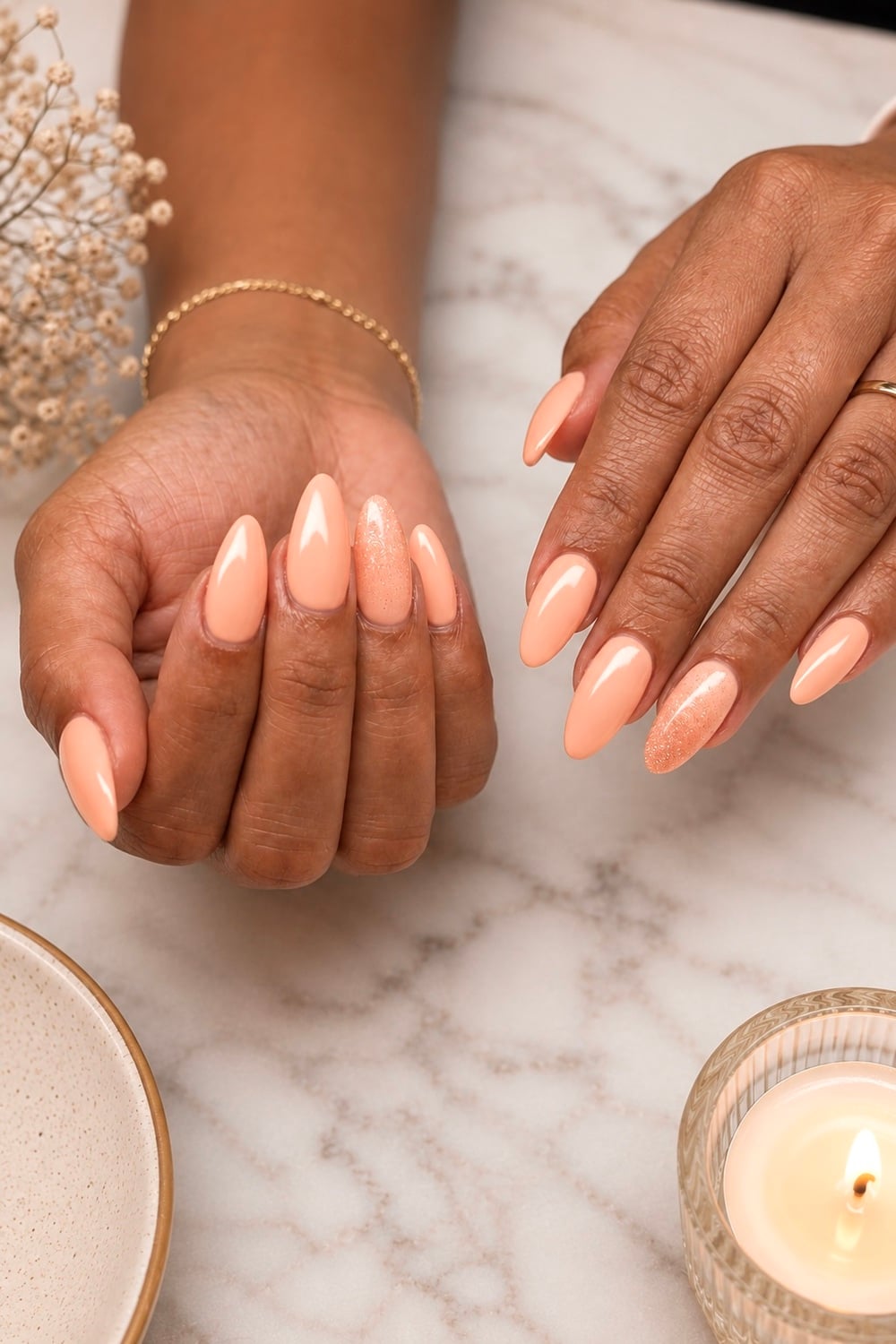 Transform your engagement look with stunning peachy nude nails! Perfect for a romantic and timeless vibe, these nail designs complement any engagement ring. Whether you're a fan of minimalistic elegance or intricate art, these ideas will have you swooning. Peachy nude nails, engagement nail art, romantic nail designs. Discover how to incorporate trending shades and techniques to enhance your bridal style. Save your favourite looks to ensure your hands are picture-perfect when he pops the question! 🌸💍 #NailInspo #EngagementNails #BridalBeauty