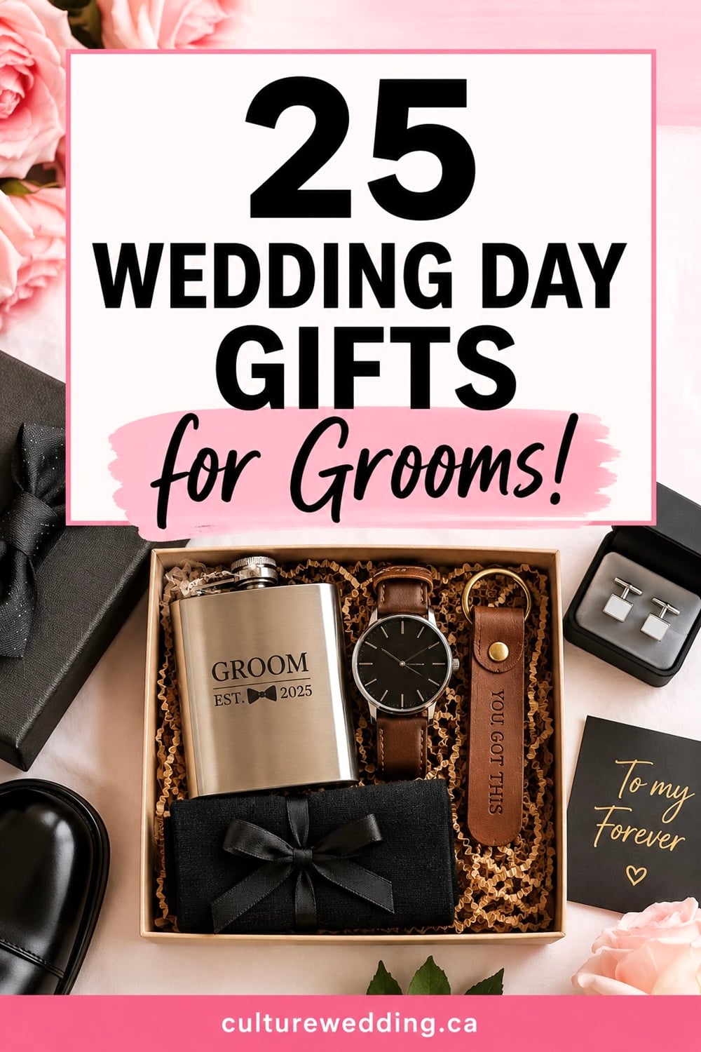 Wedding Day Gifts for Grooms: Thoughtful and Memorable Ideas! Looking to surprise the groom with a memorable gift on the wedding day? Check out this selection of unique wedding day gifts for grooms that blend style and sentiment. Opt for personalized cufflinks engraved with initials for a touch of elegance, or consider a luxury watch to mark the special occasion. A stylish leather wallet or a custom tie set makes for a practical yet thoughtful present. Don’t forget a heartfelt, handwritten note to add a personal touch. Perfect for any groom, these gifts ensure he feels cherished on his big day. Wedding groom gifts, wedding day, personalized cufflinks, luxury watch, custom tie.
