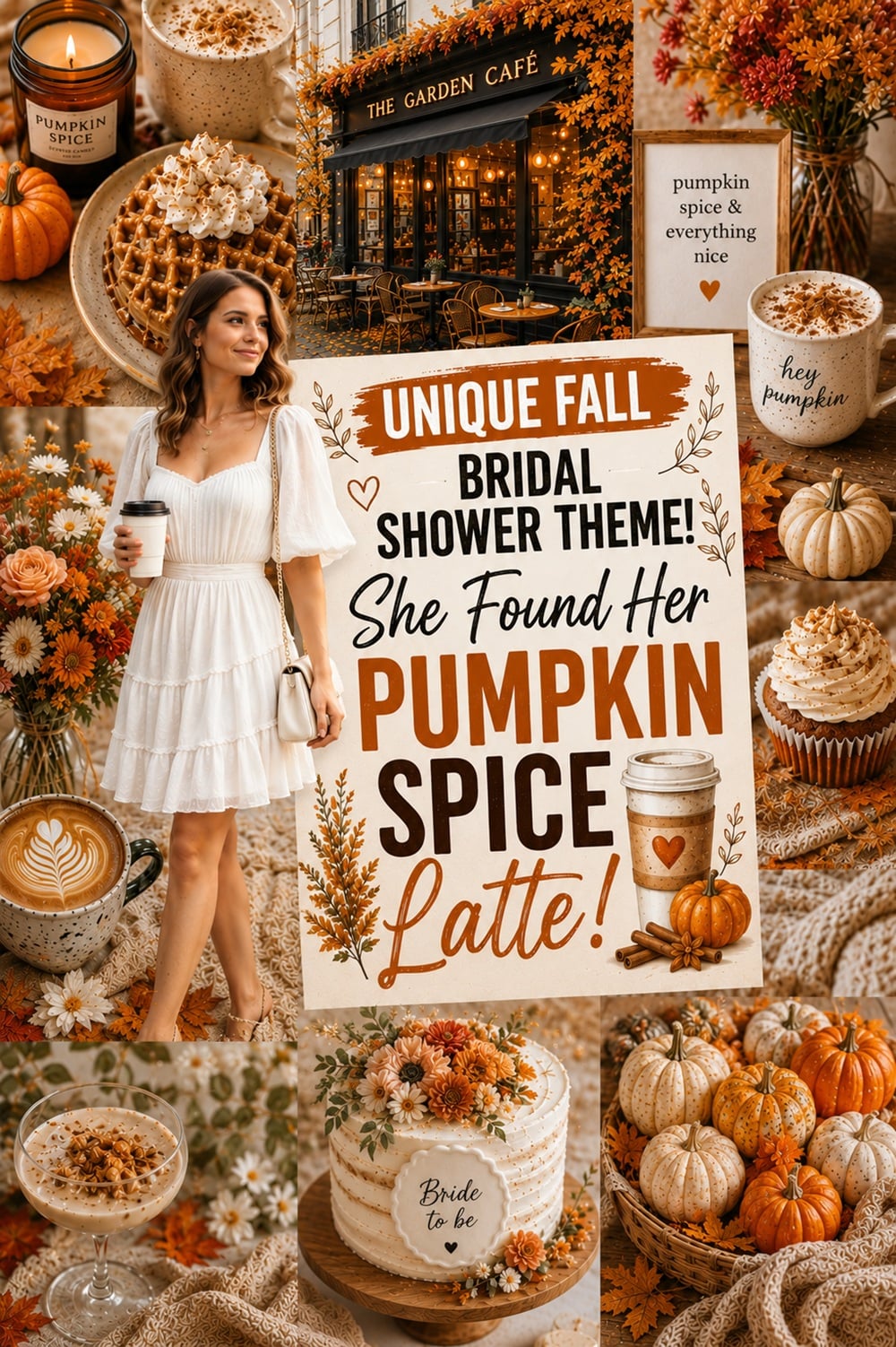 Celebrate love with a cozy pumpkin spice bridal shower! 🍂 Transform your space with autumnal hues, rustic decor, and seasonal treats that capture the essence of fall. Delight your guests with pumpkin spice lattes, themed cupcakes, and a warm atmosphere perfect for memorable moments. Use ideas like DIY centrepieces and pumpkin spice-scented candles. I love fall bridal showers, autumn bridal decor, cozy bridal parties, and rustic wedding ideas. Save this pin for the ultimate fall-inspired celebration! 💍 #PumpkinSpiceParty #BridalShowerInspiration