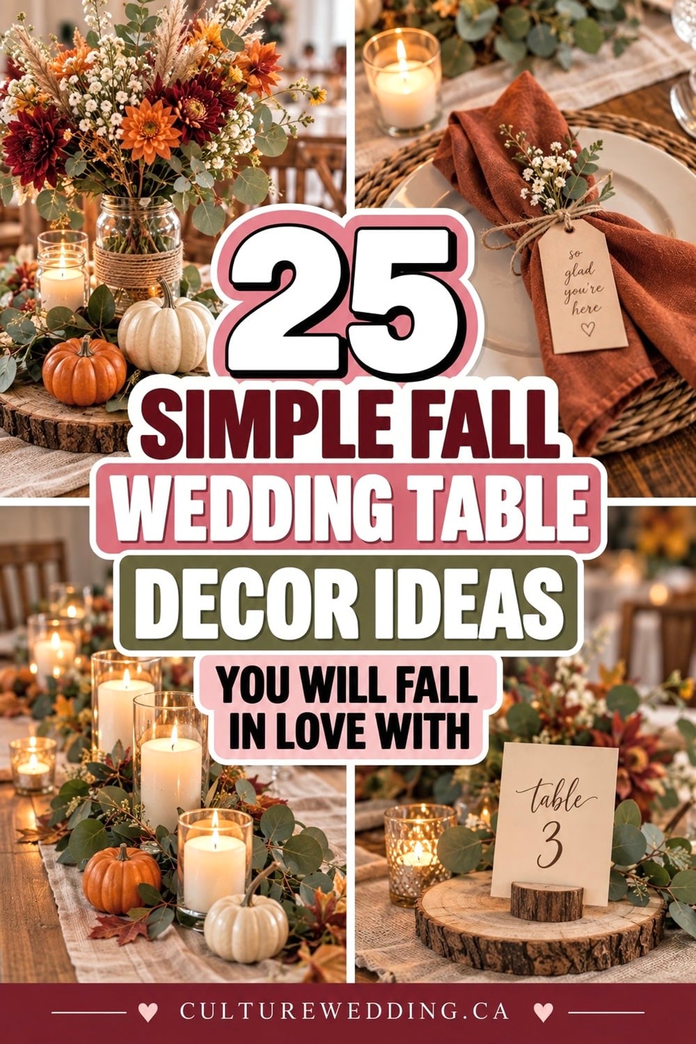 fall wedding ideas, fall wedding decor, fall wedding table ideas, fall wedding centerpieces, fall wedding tablescape, autumn wedding, autumn wedding decor, fall wedding reception, rustic fall wedding, elegant fall wedding, fall wedding colors, terracotta wedding, sage green wedding, burgundy wedding, rust wedding decor, fall wedding decorations, wedding table decorations, wedding centerpiece ideas, wedding tablescape, budget wedding decor, cheap wedding decor, DIY wedding decor, boho fall wedding, outdoor fall wedding, October wedding ideas, November wedding ideas.