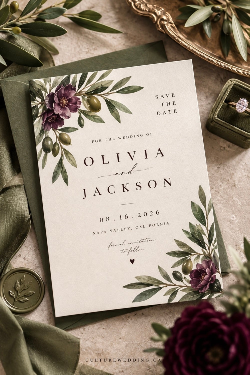 Celebrate love with our elegant olive-themed "Save the Date" invitations, perfect for setting the tone for your rustic or bohemian wedding. Featuring lush green tones and sophisticated designs, these invites are sure to captivate your guests. Ideal for eco-friendly couples, our invitations embody nature's beauty and charm. Search itemslike "rustic wedding invites," "bohemian wedding stationery," and "greenery wedding theme" for your wedding theme. Discover creative ways to announce your big day with our Pinterest boards, brimming with wedding inspiration and DIY ideas. 🌿 #WeddingInvitations #OliveTheme #SaveTheDate