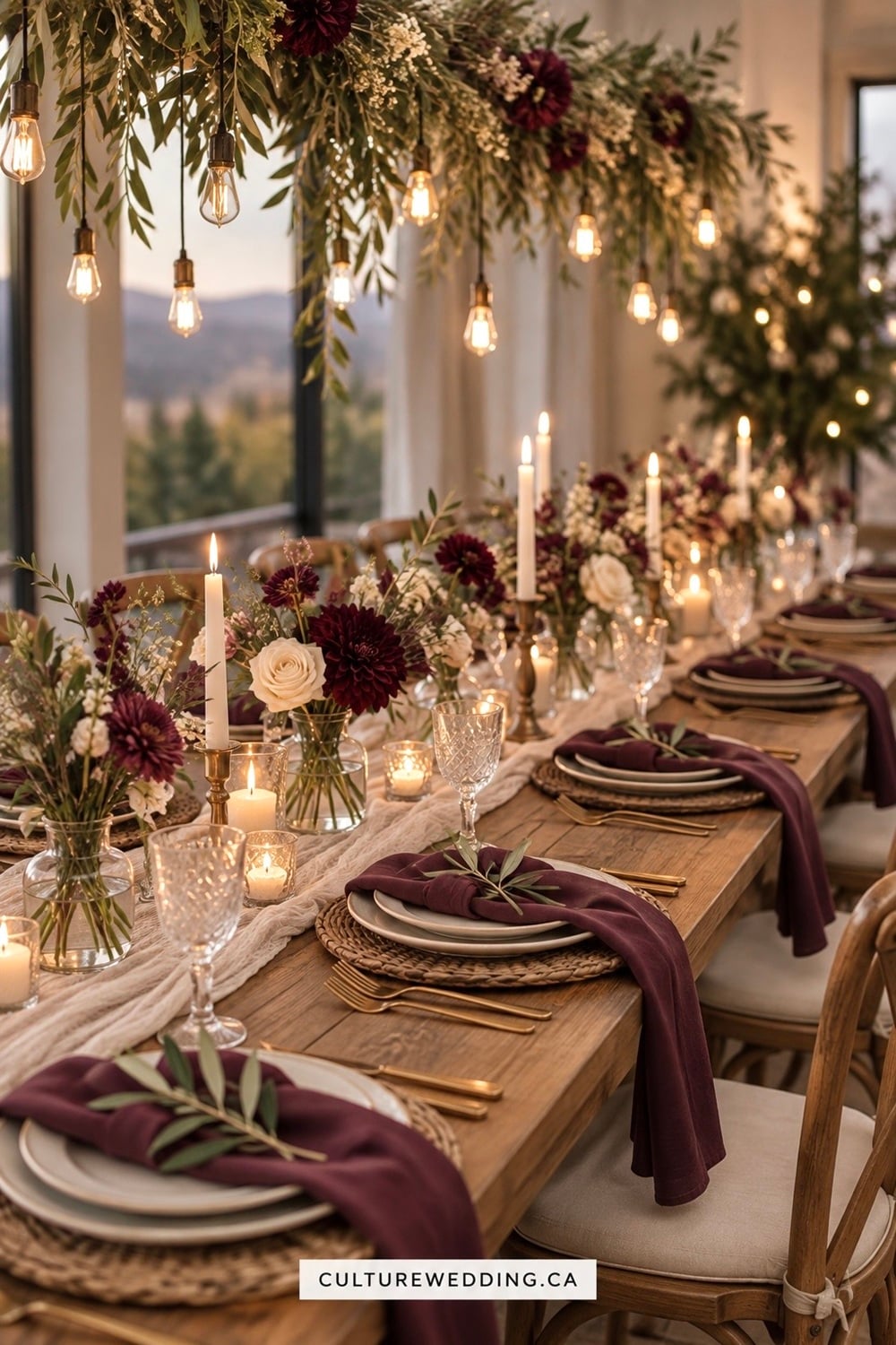 Transform your wedding reception into an elegant affair with these stunning olive and plum decor ideas. Embrace the beauty of nature by incorporating rich olive greens and deep plum hues into your tablescapes, centrepieces, and floral arrangements. These colors create a romantic and sophisticated ambiance, perfect for any season. Capture your guests' attention with charming olive branch accents and lush plum florals. Discover trending ideas and inspiration for your wedding decor on Pinterest. Don't miss out on this unique color palette that's perfect for a chic and timeless celebration! #weddingideas #olivedecor #plumwedding